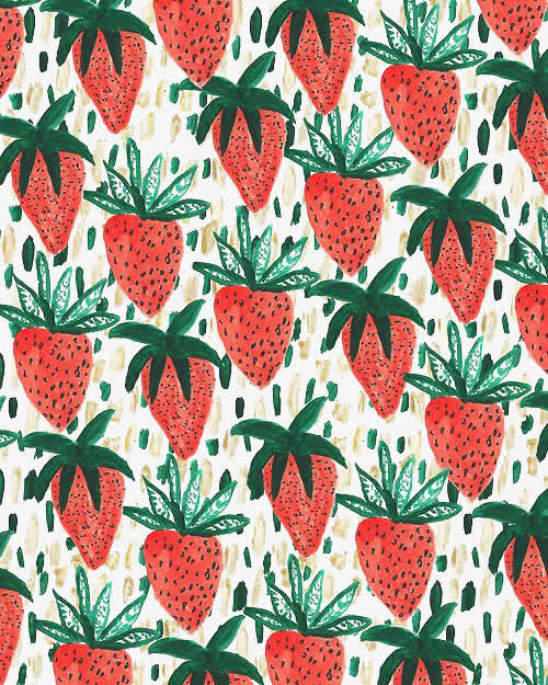 红色草莓底纹免抠