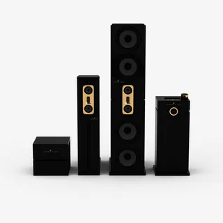 黑金色智能音响组合免抠
