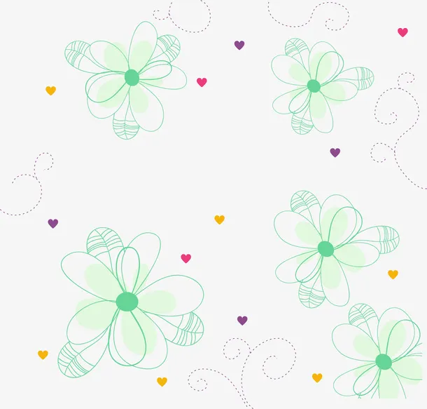小清新绿色花朵免抠