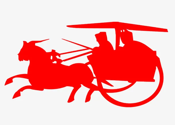 纂刻奔跑的古代车免抠