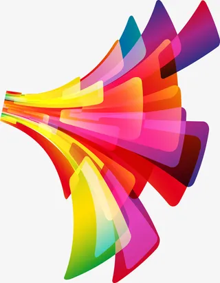 飞行多彩条幅免抠