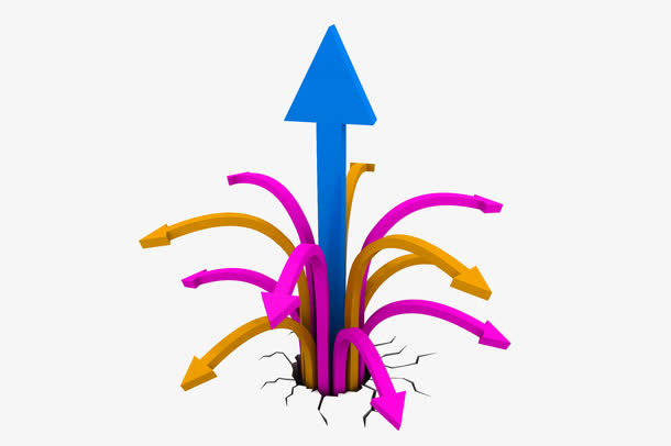 冲出地面的彩色箭头免抠