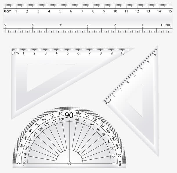 透明刻度尺套装免抠