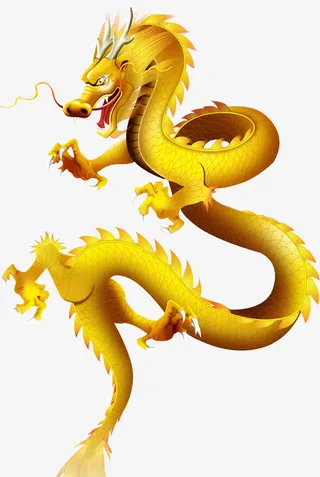 金色腾空巨龙免抠