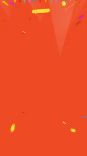 彩色小旗缎带金币橘色背景高清