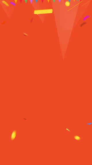 彩色小旗缎带金币橘色背景高清