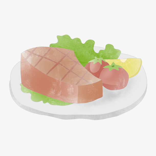 手绘拼盘肉食元素免抠