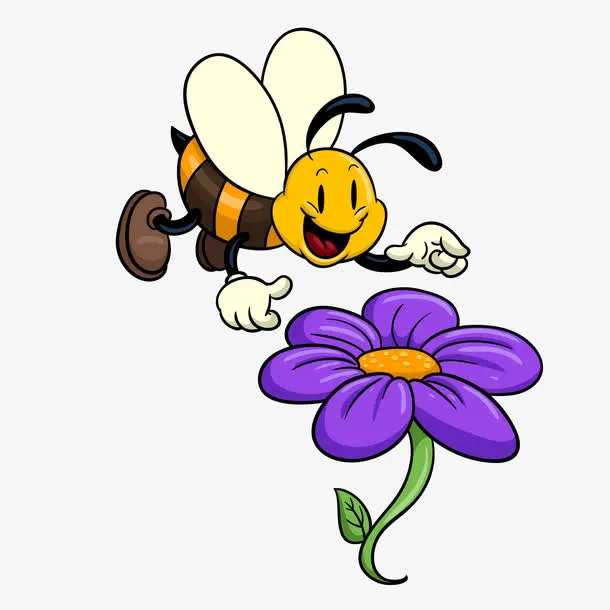 手绘飞行采蜜蜜蜂免抠