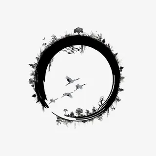 古风墨迹圆圈免抠