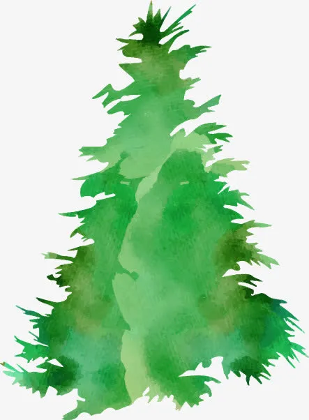 油画绿色卡通树木免抠