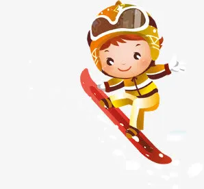 冬日卡通滑雪小孩免抠
