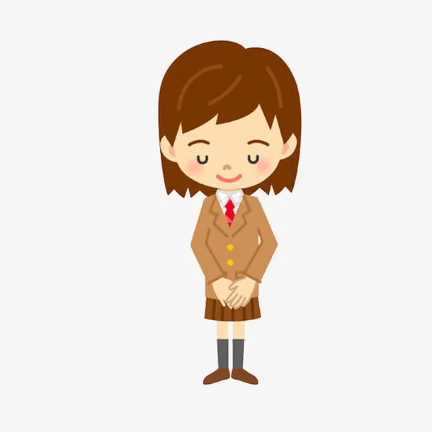鞠躬的女学生免抠
