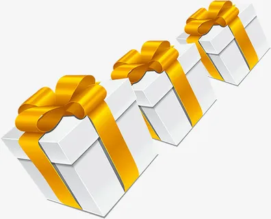 白色并排礼盒设计免抠