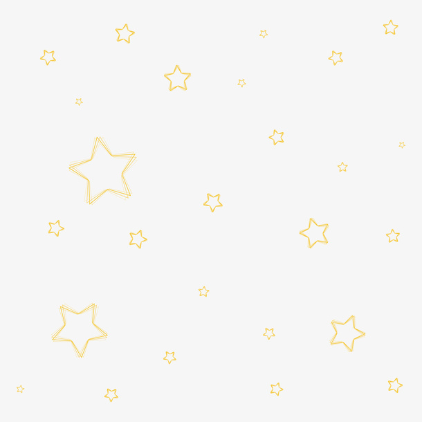 金色星星线稿涂鸦底纹免抠
