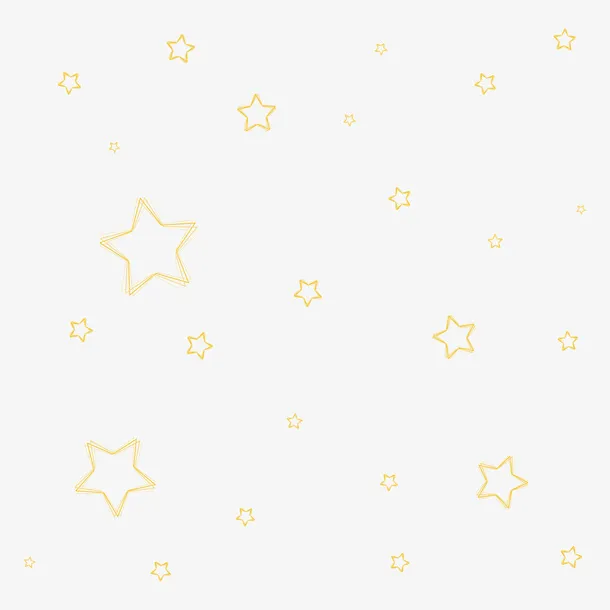 金色星星线稿涂鸦底纹免抠