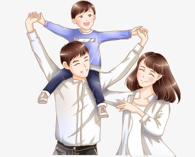手绘亲子插画国际家庭日一家人欢免抠手绘/卡通卡通元素