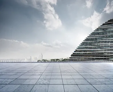 白色地板层次建筑免抠背景场景背景元素