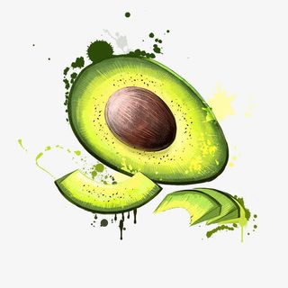 水彩牛油果免抠