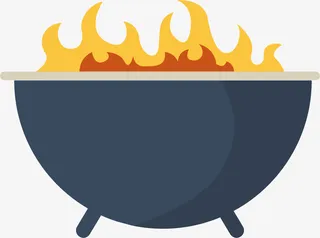 灰色卡通烧烤火炉免抠