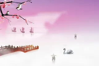 紫色梦幻江景素材背景