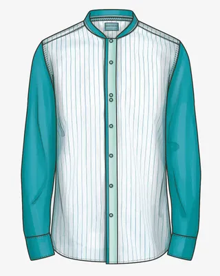 卡通男士绿色条纹衬衣免抠