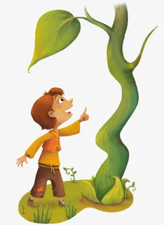 卡通手指着树干的小孩免抠