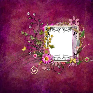 鲜花花边的相框免抠