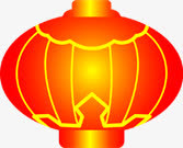 黄红色灯光手绘灯笼免抠