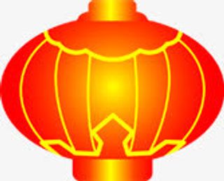 黄红色灯光手绘灯笼免抠