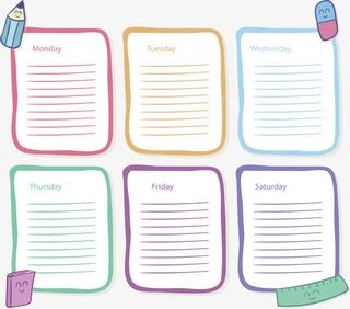 卡通学校课程表免抠