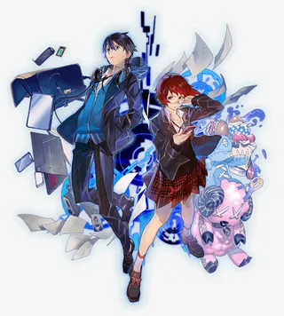 蓝色漫画光效人物免抠