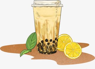 一杯手绘奶茶免抠