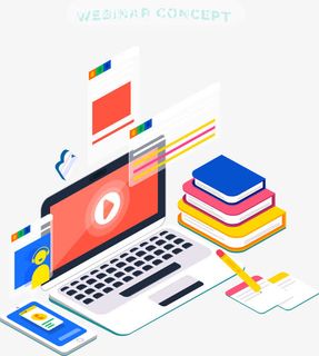 电脑办公娱乐2.5D立体插画免抠