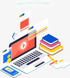 电脑办公娱乐2.5D立体插画免抠