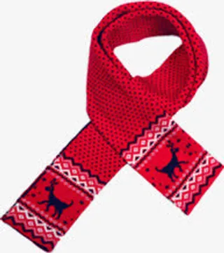 小鹿圆点红色围巾七夕免抠