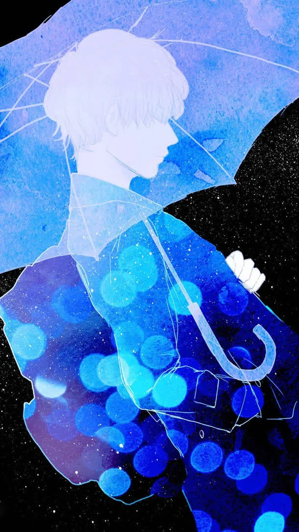 撑伞幽静忧郁男孩免抠