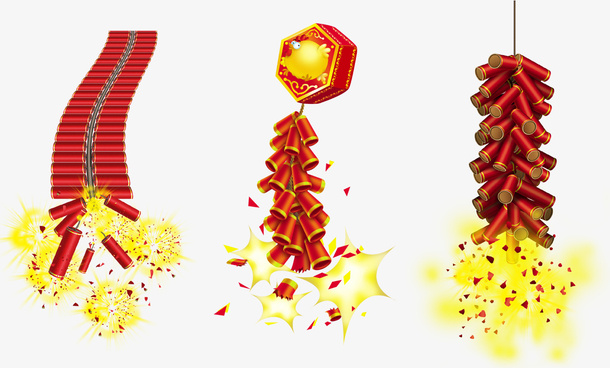 鞭炮新年猪年元素免抠