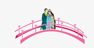 情定七夕钟爱一生海报-鹊桥情侣免抠