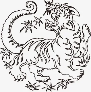 古典老虎花纹免抠