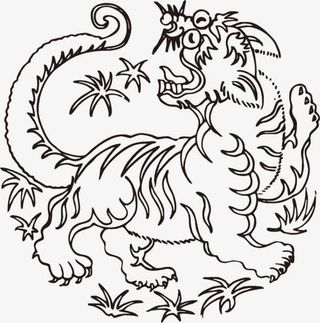 古典老虎花纹免抠