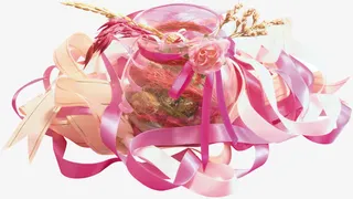 粉色甜美丝带花朵免抠