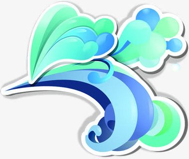 蓝白卡通祥云彩虹免抠