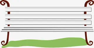 春天白色卡通长椅免抠