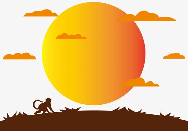 渐变红橙色大太阳免抠