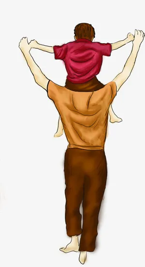 高清卡通摄影父亲节父子背影免抠