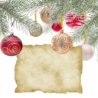 圣诞球与羊皮纸免抠