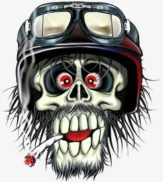 抽烟的机车骷髅免抠