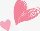 线条粉色小爱心免抠手绘/卡通手绘元素