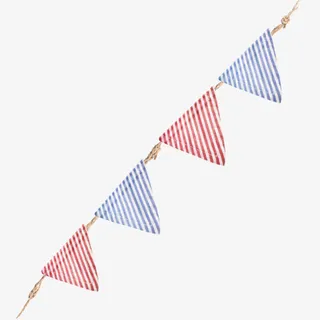 小清新条纹彩旗免抠