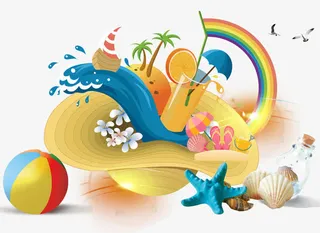 夏天海边元素PSD免抠